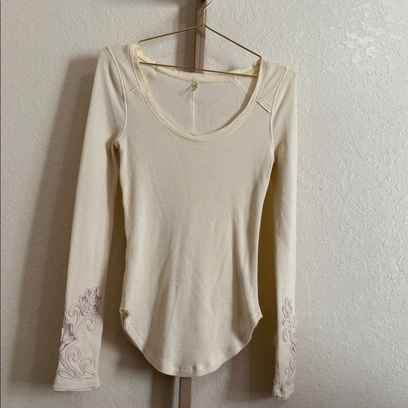 Free People Masquerade Cuff Thermal Shirt – Cream – Small – We The Free - Picture 4 of 7